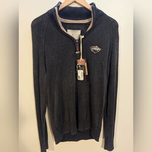 Minnesota Wild NHL Men’s Full Zip Sweater Charcoal Small NWT Dark Grey Slim Fit